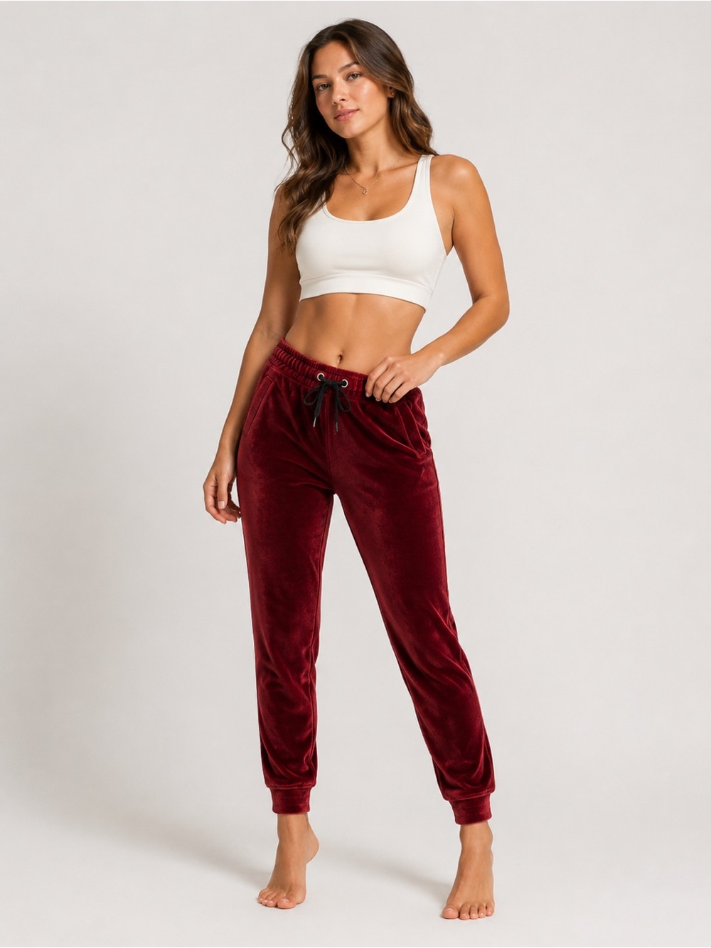 IVY PARK Women's Red Velour Velvet Joggers